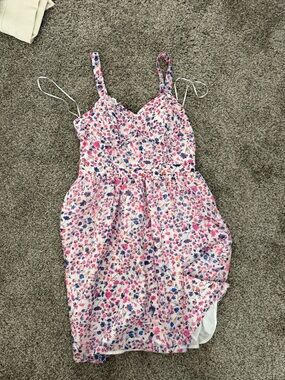 Candie's White Floral Smocked Sundress with Pink & Blue Accents
